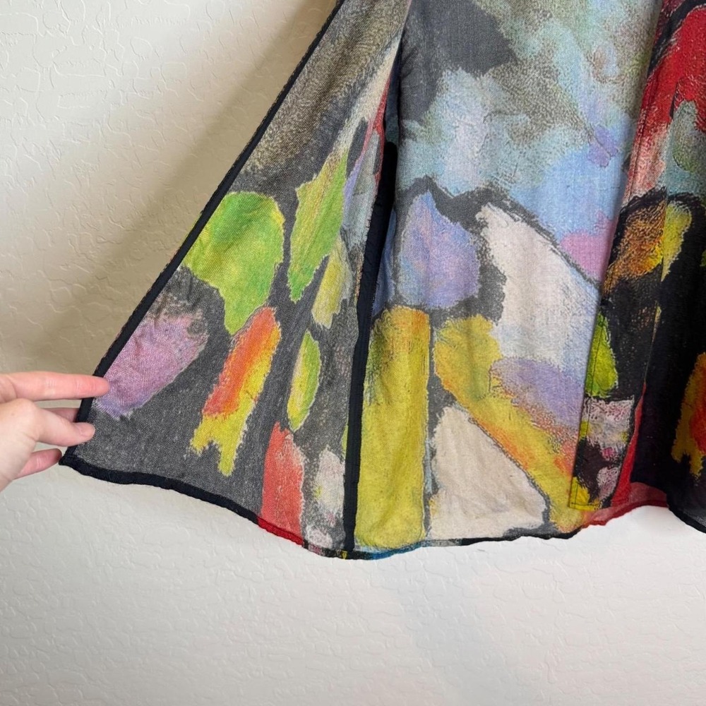 VTG Tao House 100% Wool Abstract Art Kimono Cardigan Jacket Multicolor L XL - Picture 5 of 8